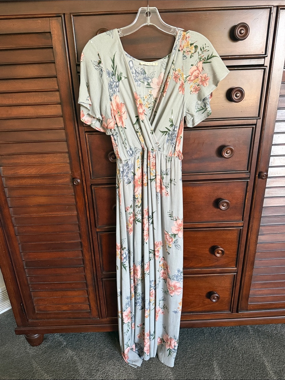 ILLA ILLA Sage Green Floral Wrap Maxi Dress